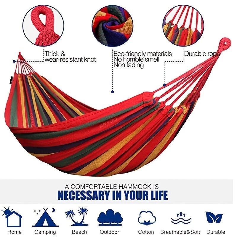 2 Person Double Camping Hammock Chair Bed Outdoor Hanging Swing Sleeping Garden