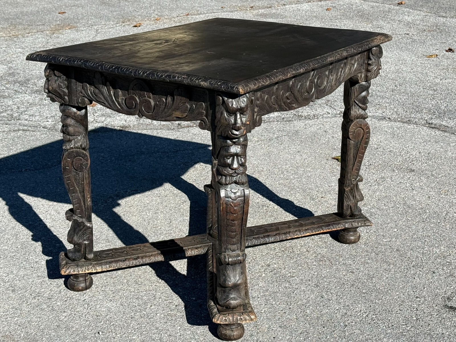 Antique 1800s carved black forest baroque Rennaissance table Carved Victorian