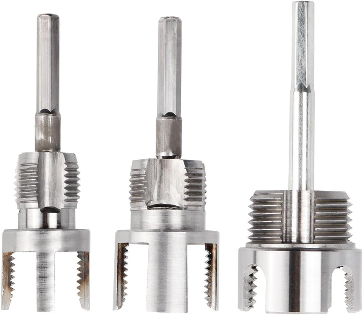 3Pcs PVC Pipe Threader Kit 1/2" 3/4" 1" NPT, Integrated Internal & External Pipe