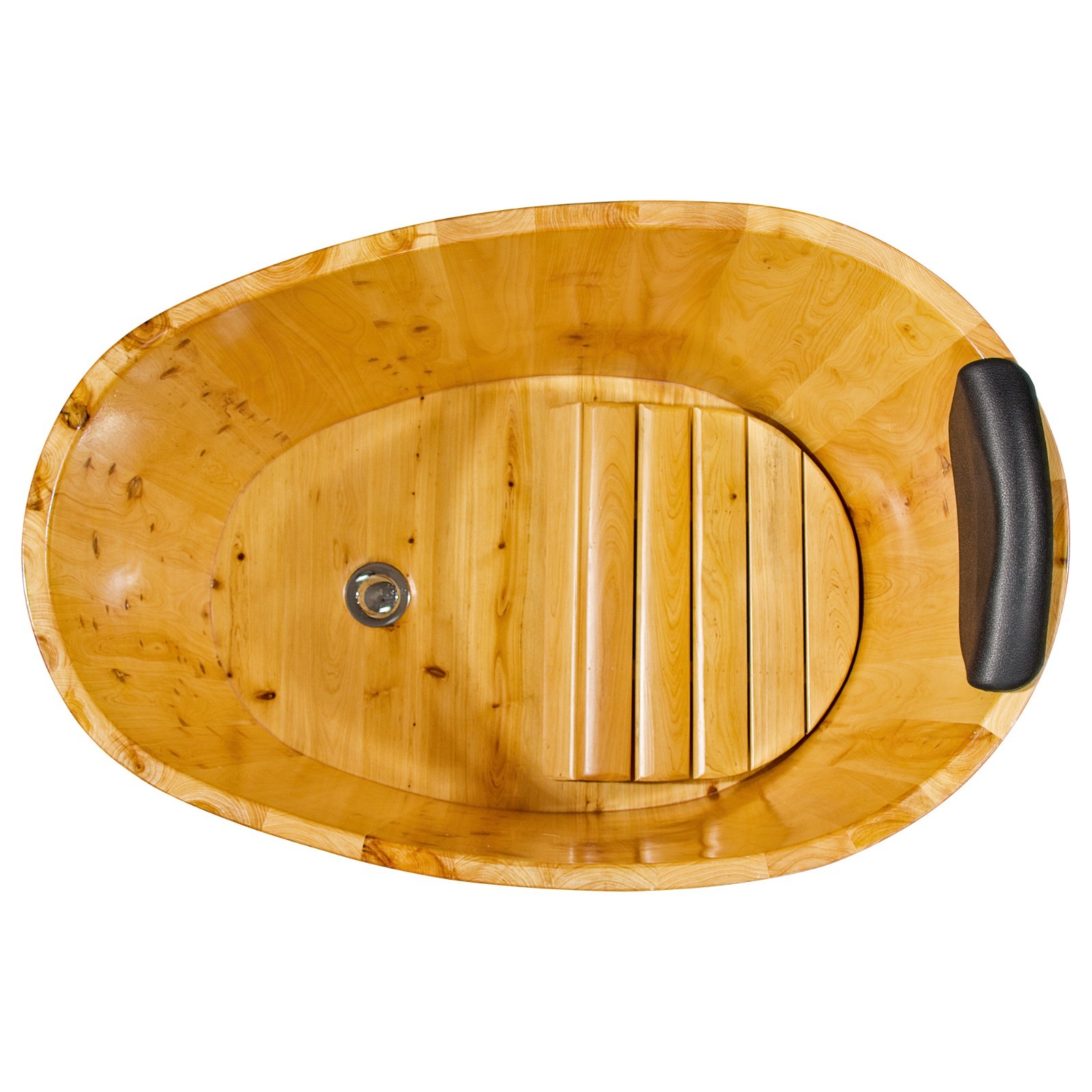 JRYTIN 34” Japanese Soaking Tub, Mobile Freestanding Wood Bath for Small Spaces