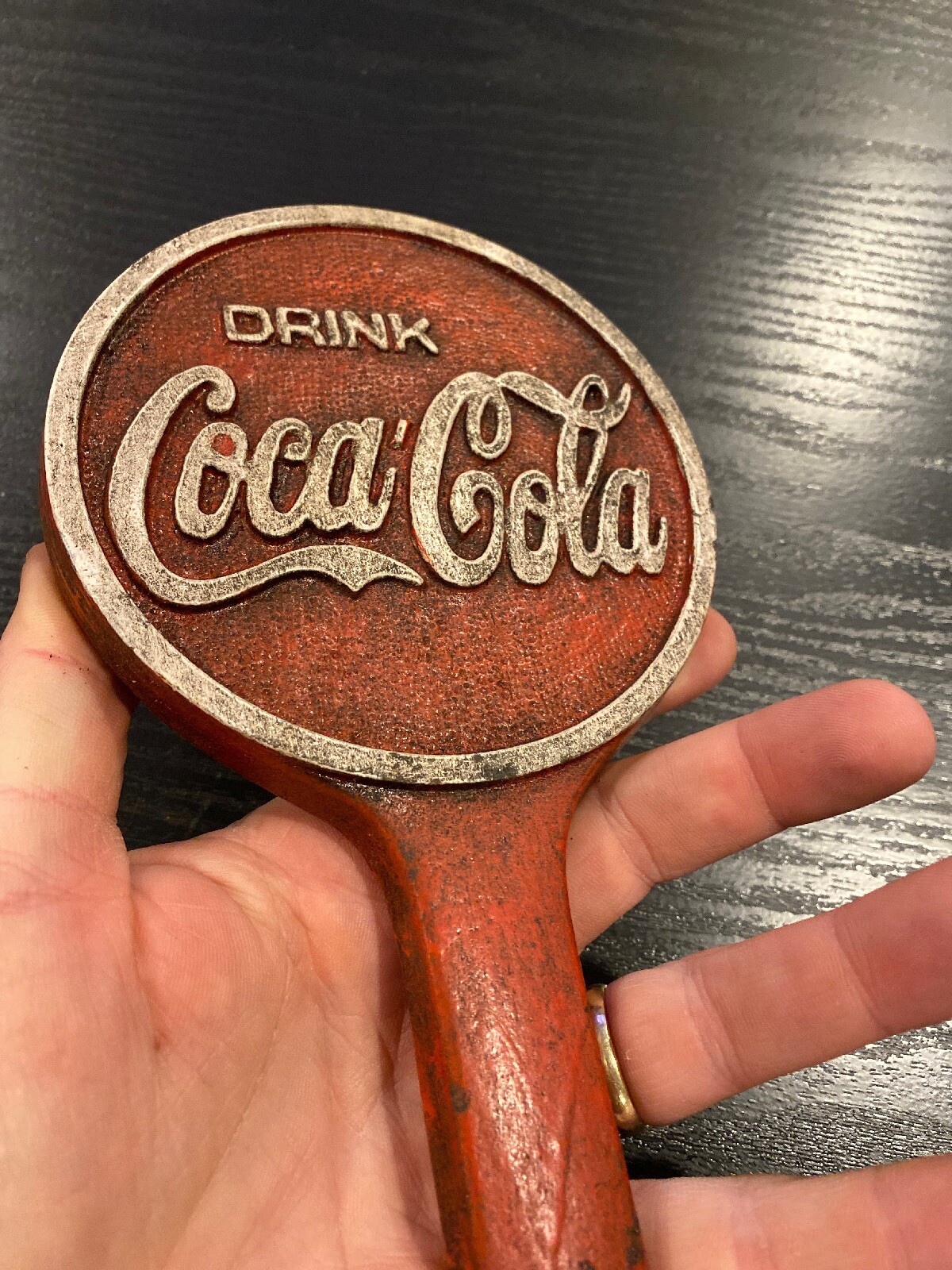 Coca Cola Door Stop Cast Iron Solid Metal Patina Doorstop Soda Coke Collector