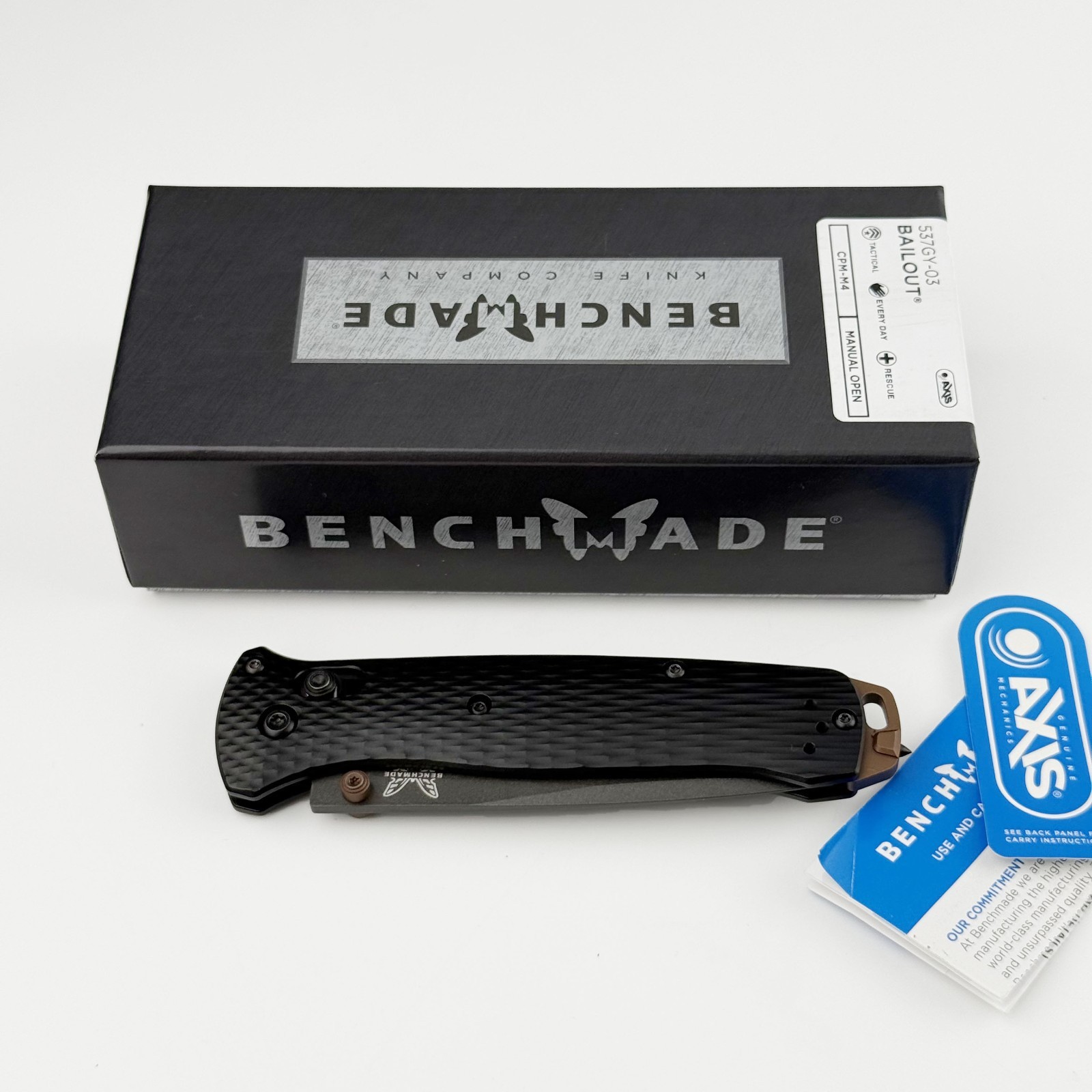 Benchmade 537GY-03 Bailout Black Aluminum CPM-M4 Folding Knife
