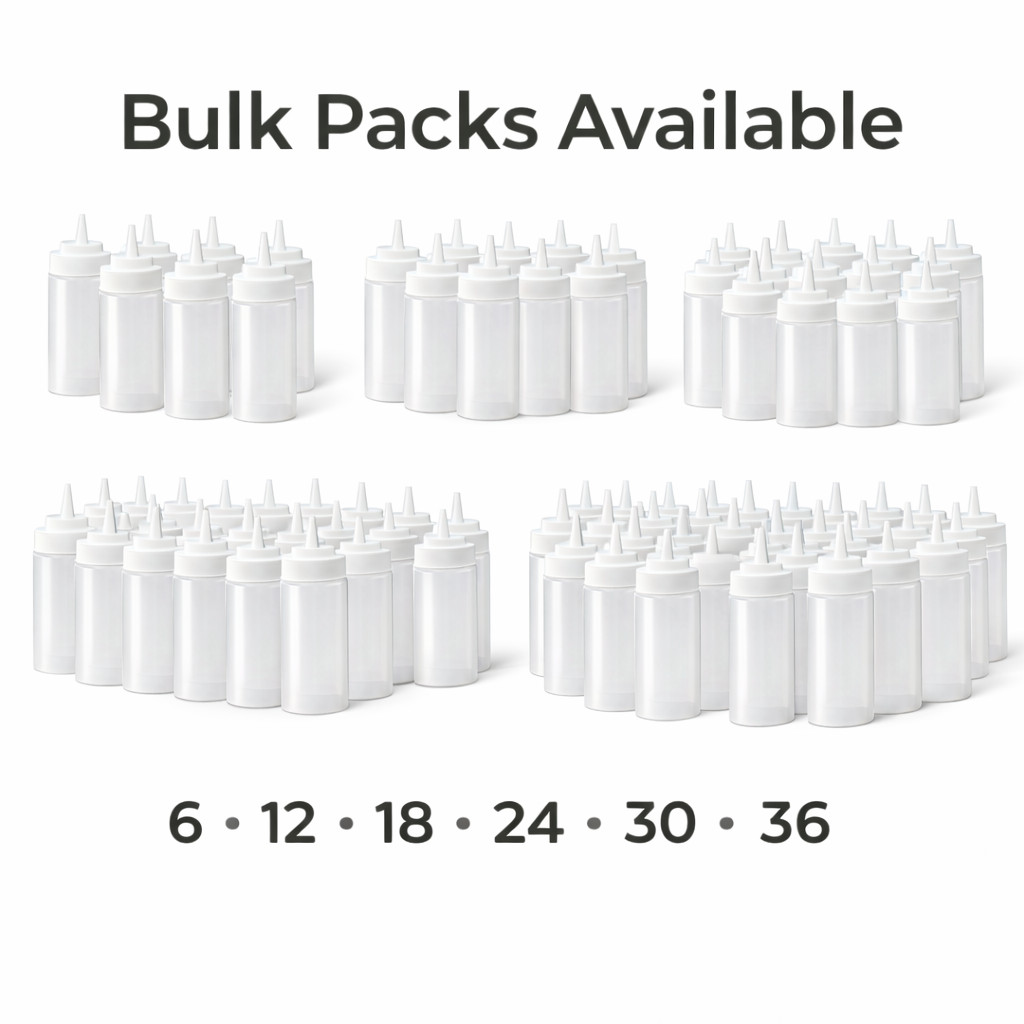 Winco 16oz Clear Wide Mouth Squeeze Bottles PSW-16C-CC BPA Free (6-36 Ct)