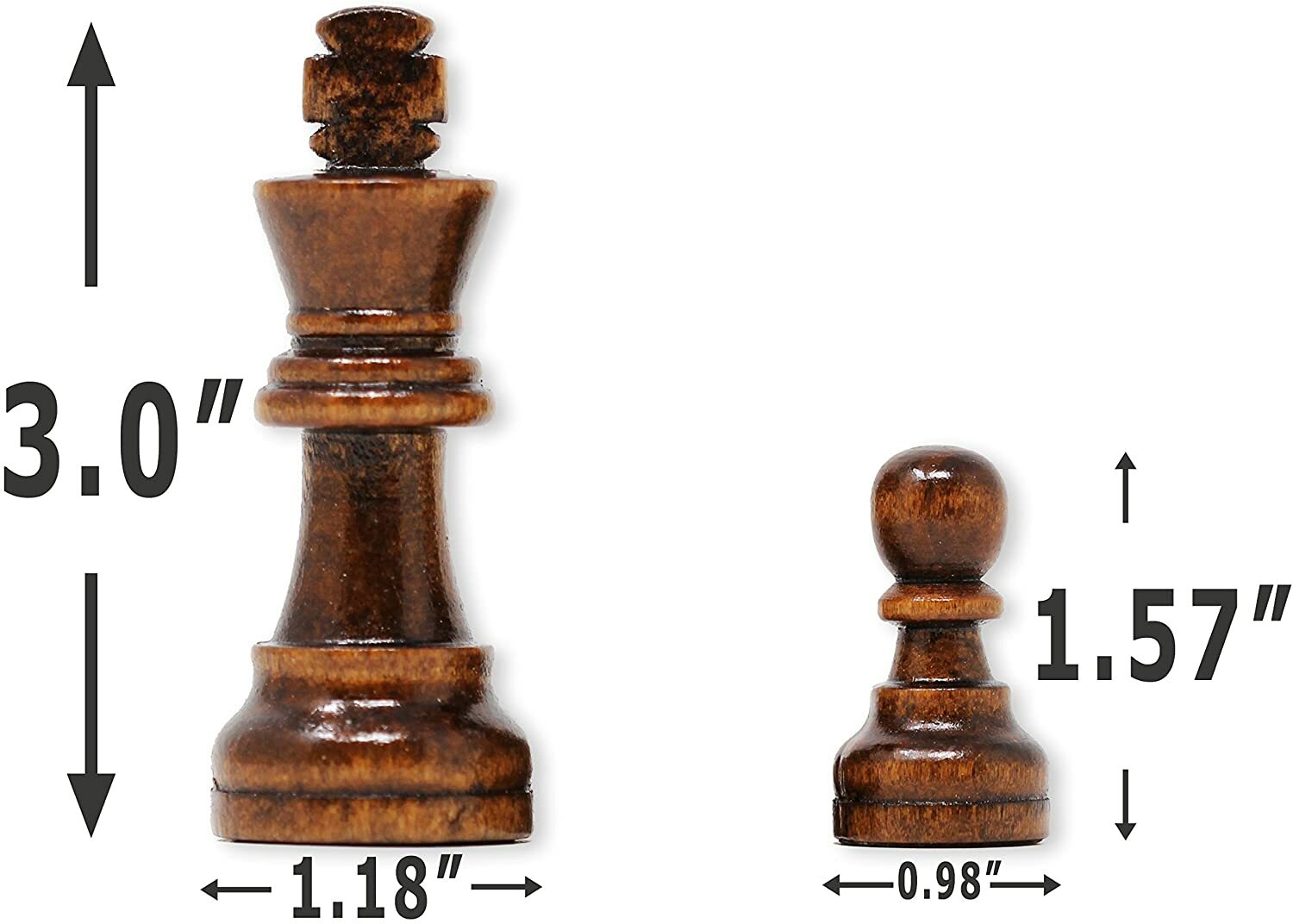 DA VINCI Staunton Wood Chess Pieces 32 Chessmen and Storage Bag (3.0 Inch King)