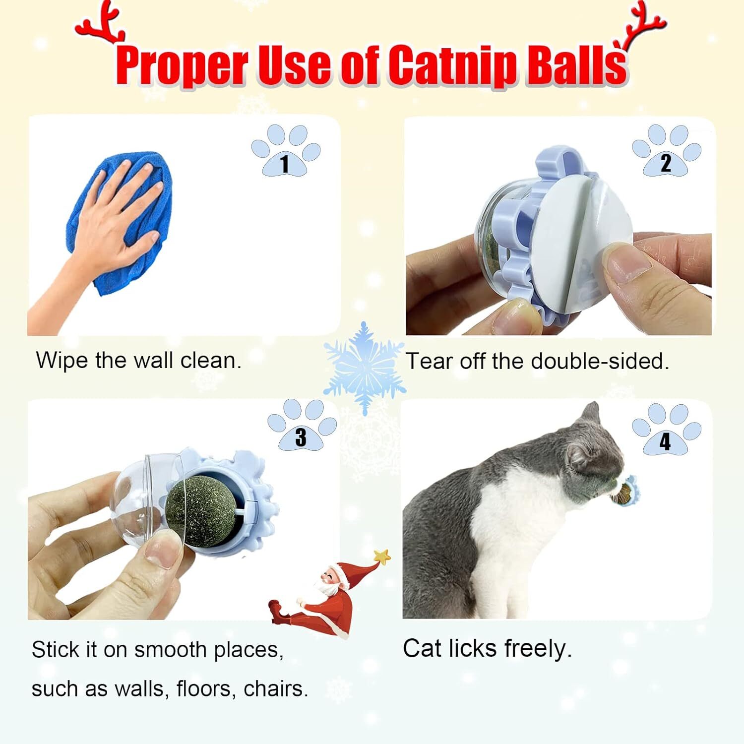 3Pcs Natural Catnip Kitten Mint Balls Safe Healthy Teeth Cleaning Dental Cat Toy