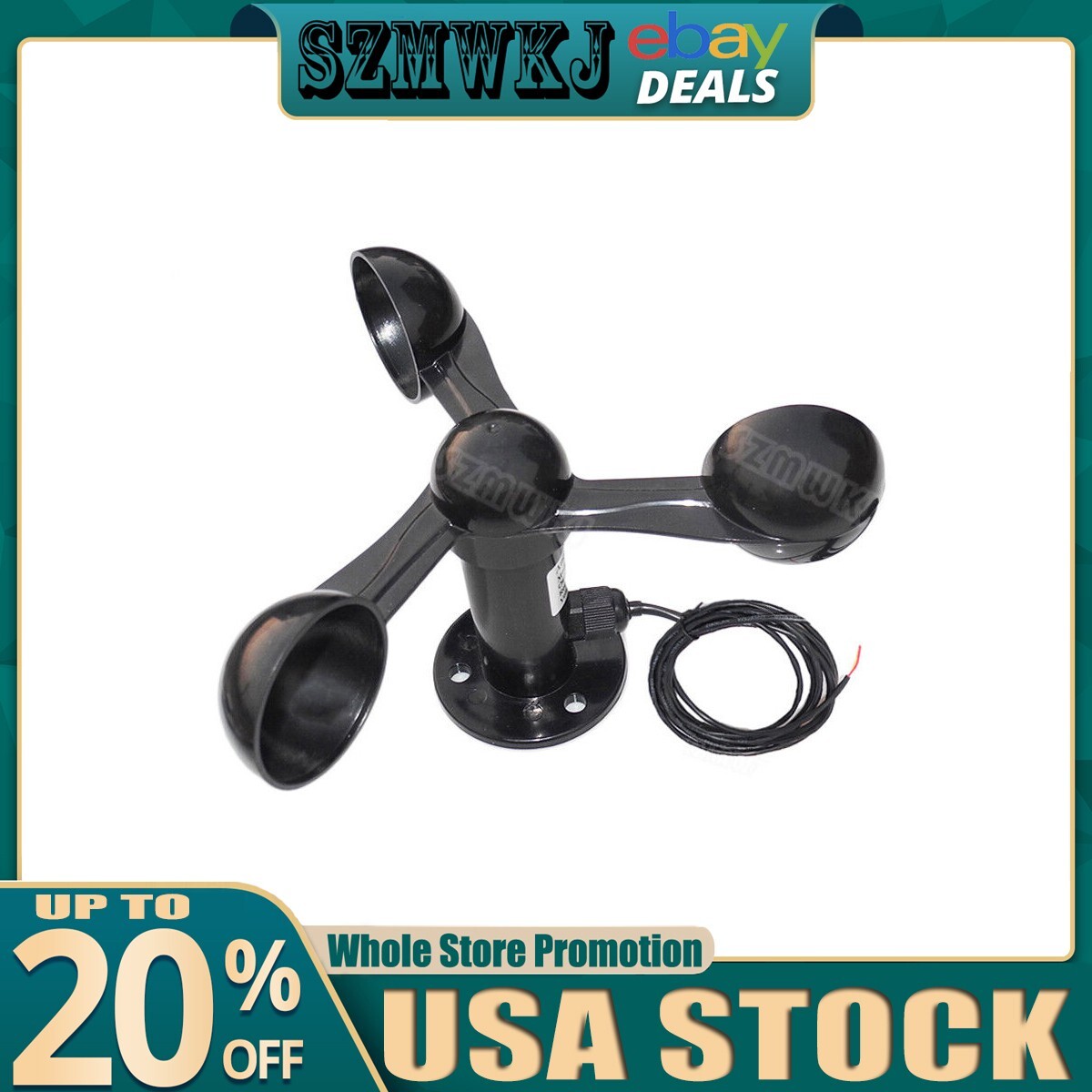 Three Cups Polycarbonate Wind Speed Sensor Voltage Signal Output Anemometer