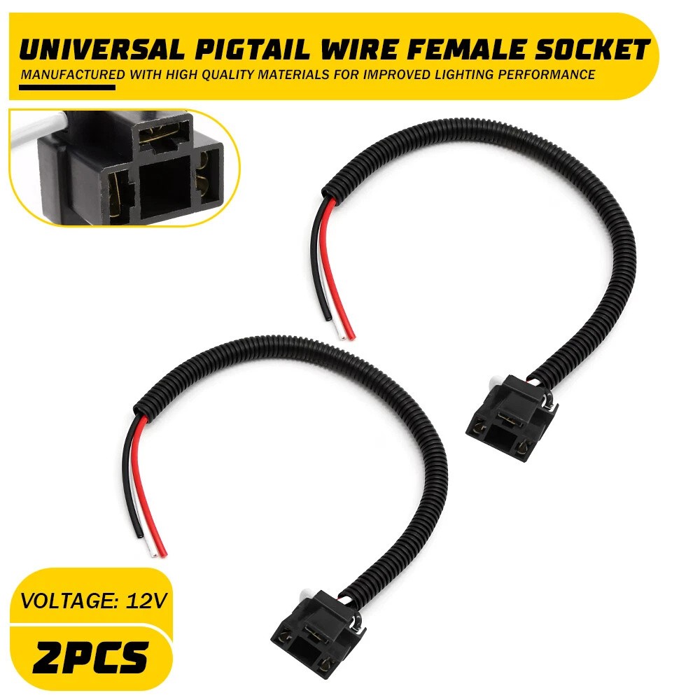 Extension Pigtail Wire Female P A H4 Two 9003 Head Harness Light Connector Plug