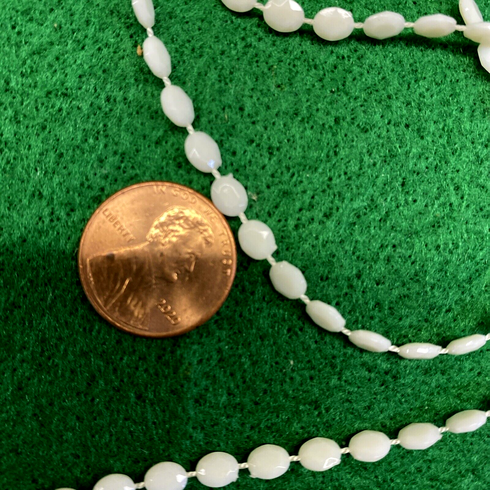 4mm Plastic Opaque Off White Flat Fused Beads - 5yds - Vintage