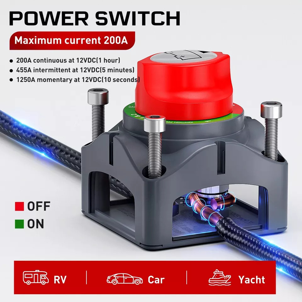 Battery Disconnect Switch Cut/Shut Off 275-1250Amp Marine Boat RV Camper 12V-48V