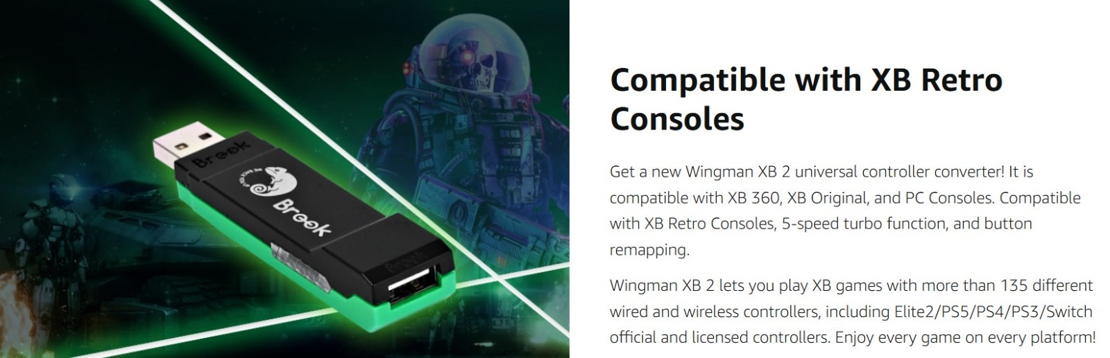 Brook Wingman XB 2 Converter for XB Retro Consoles, PC, 135+ controllers Ver2026