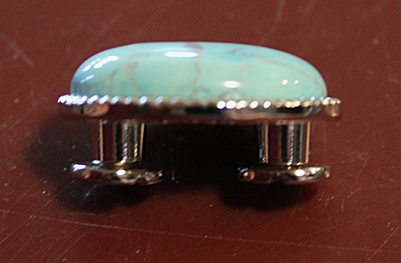 TANDY LEATHER - TURQUOISE OVAL CONCHO - DOUBLE SCREWBACK