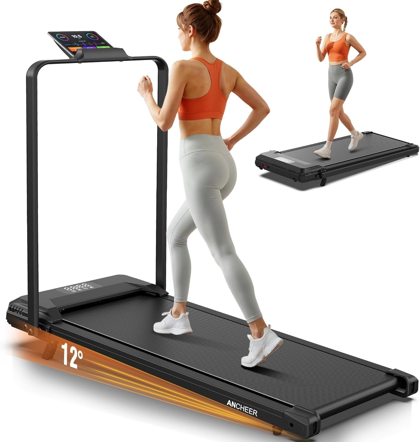 💌💌 300lb Capacity-Portable Under Desk Folding Treadmills for Home with Incline
