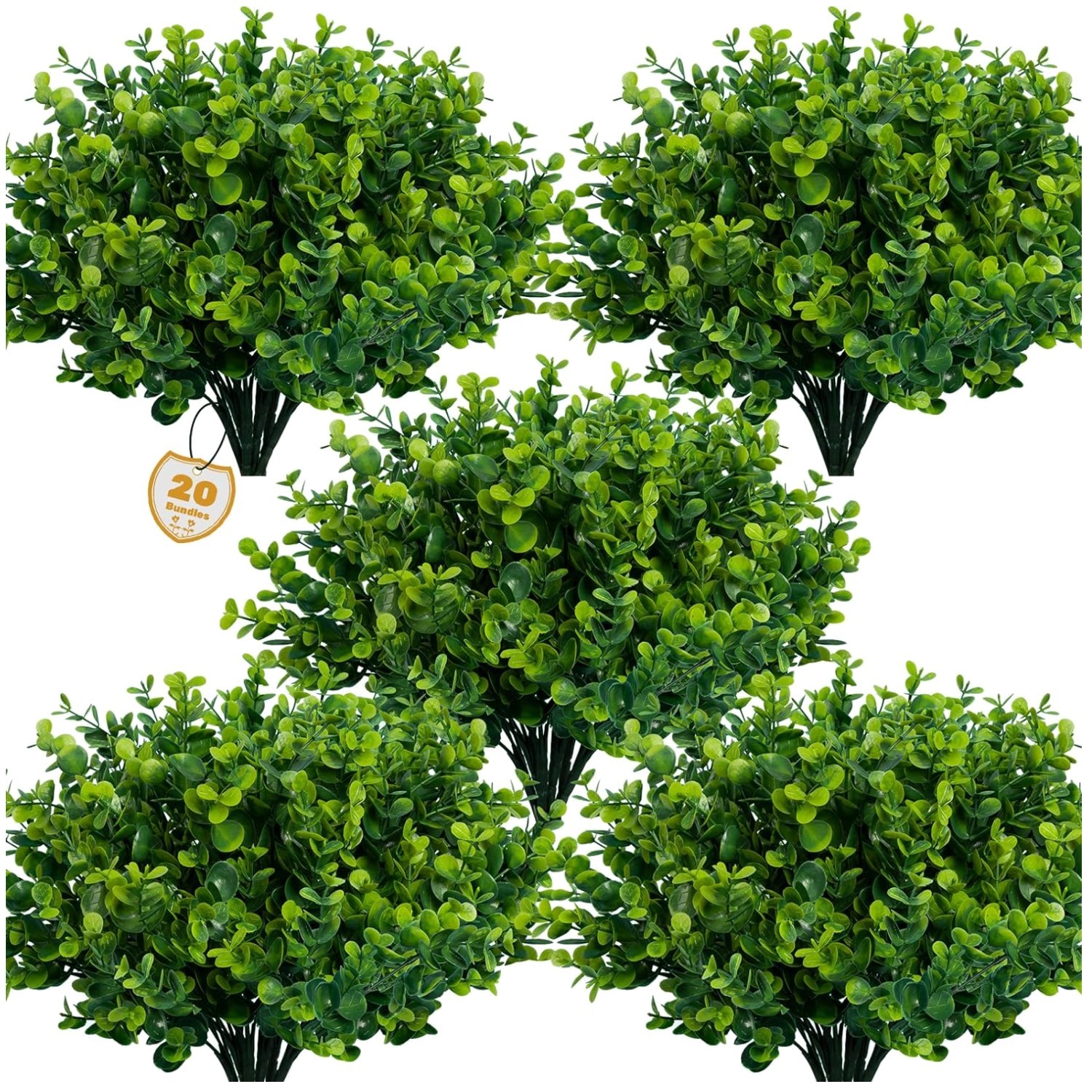 Artificial Boxwood Plants for Home Garden 20 Bundles