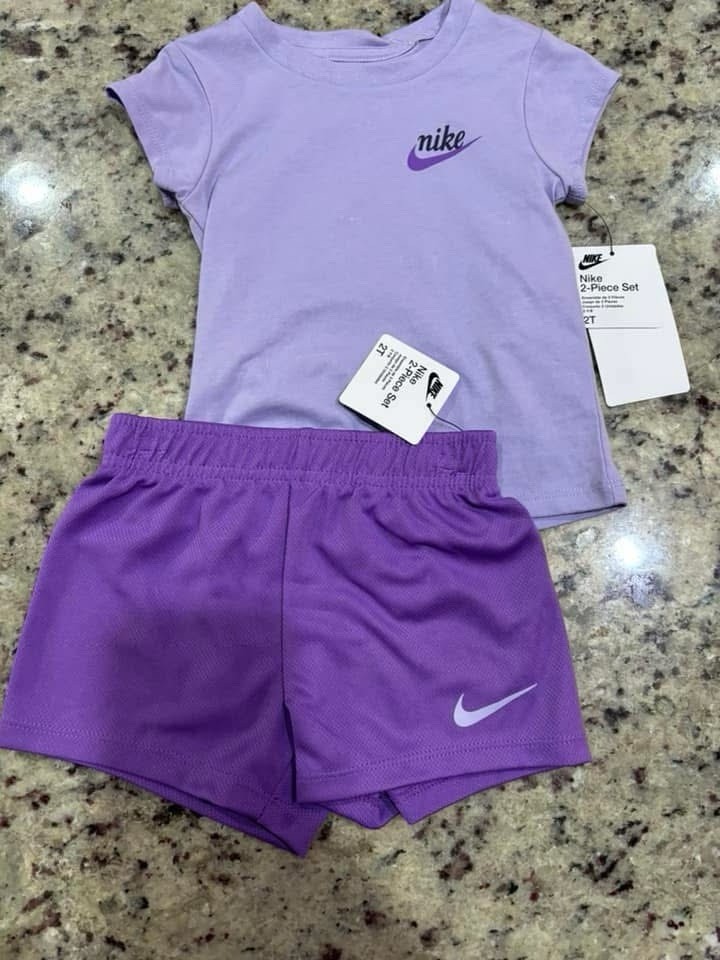 Nike T-Shirt & Shorts DRI-FIT Set Girls Size 6x NWT 2-Piece Purple Outfit