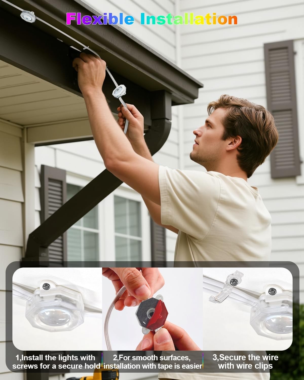 Smart Permanent Outdoor Lights RGBIC Eaves Light for House Holiday Party Decor