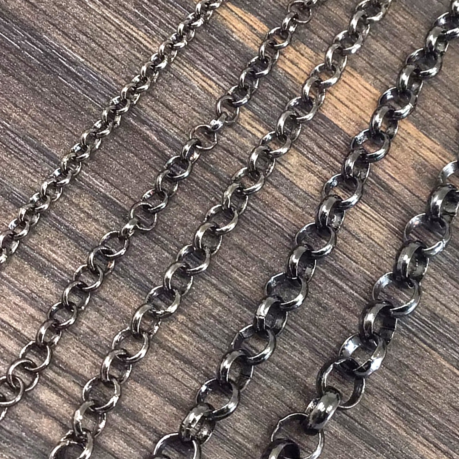 Gunmetal BlackRolo Chain Round Linked Belcher Chain Neckalce 3mm 4mm 5mm 6mm 7mm