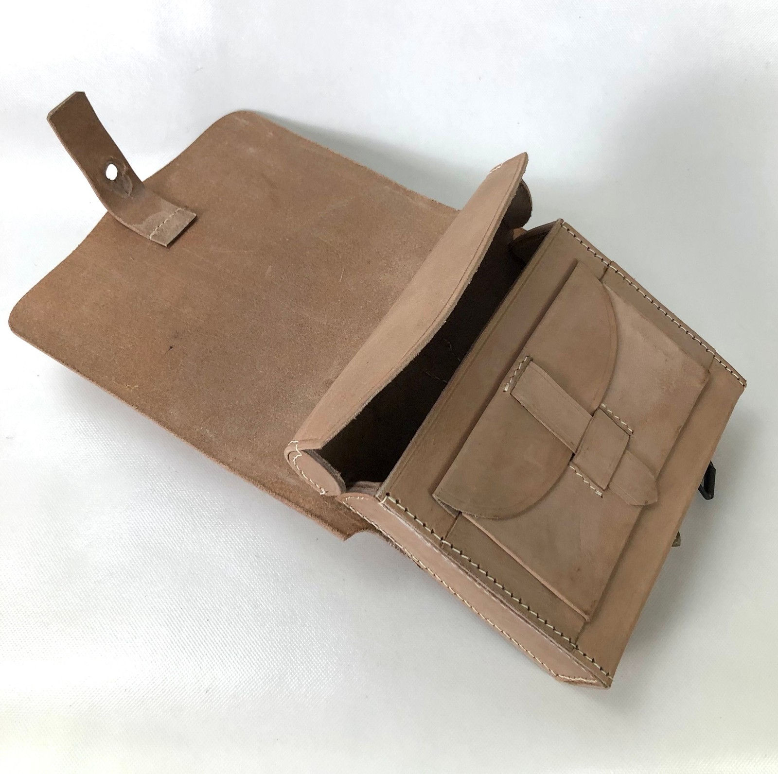 Natural Leather Civil War Cartridge Box with Tins