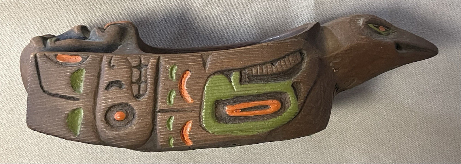 Antique Northwest Coast Carved Reproduction Grease Bowl, Estate Collection