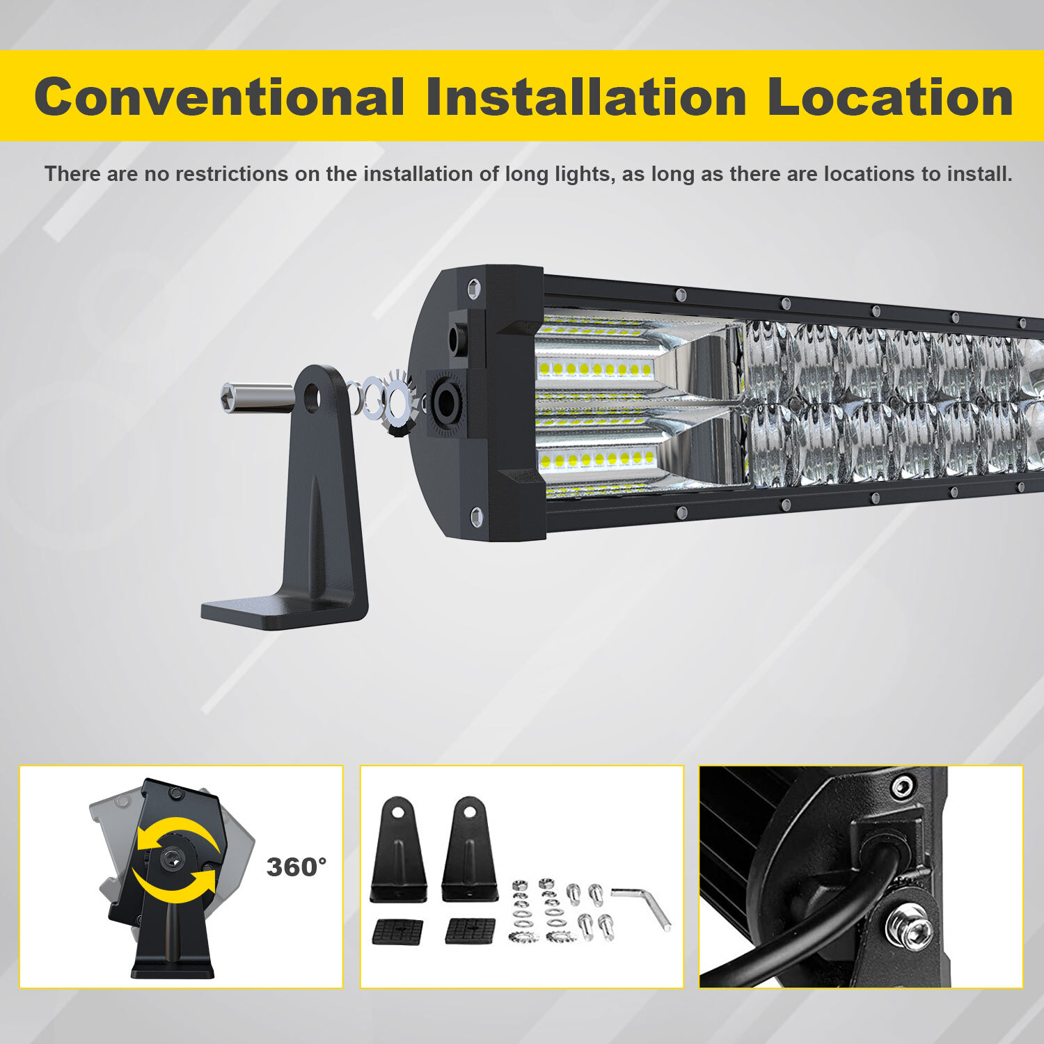 For JEEP Wrangler JK 07-18 Front Upper Roof 52" LED Light Bar Combo+4" Pods Kit