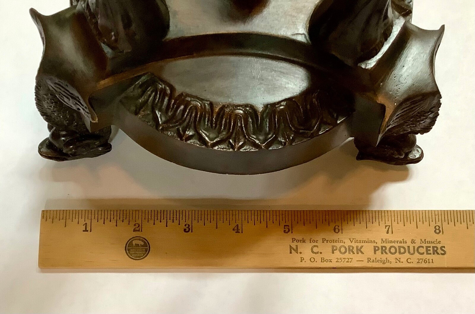 Nouveau Neoclassical Bronze Three Graces Centerpiece Orb or Bowl Stand Koi Feet