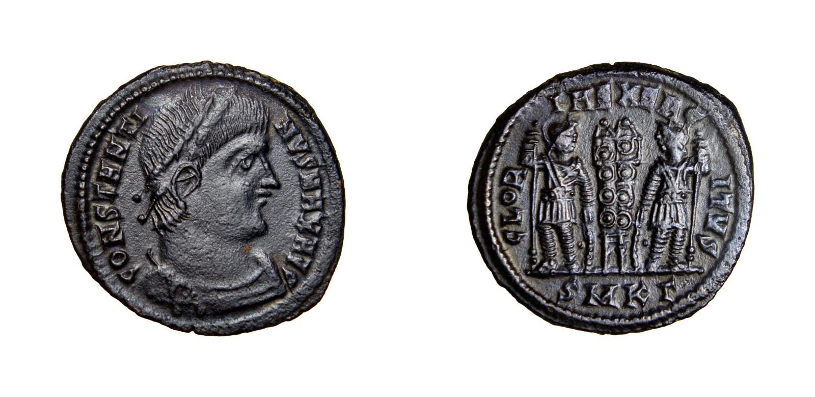 NONE ONLINE FOR SMKΓ Constantine I Max 307AD Follis Gloria Soldiers
