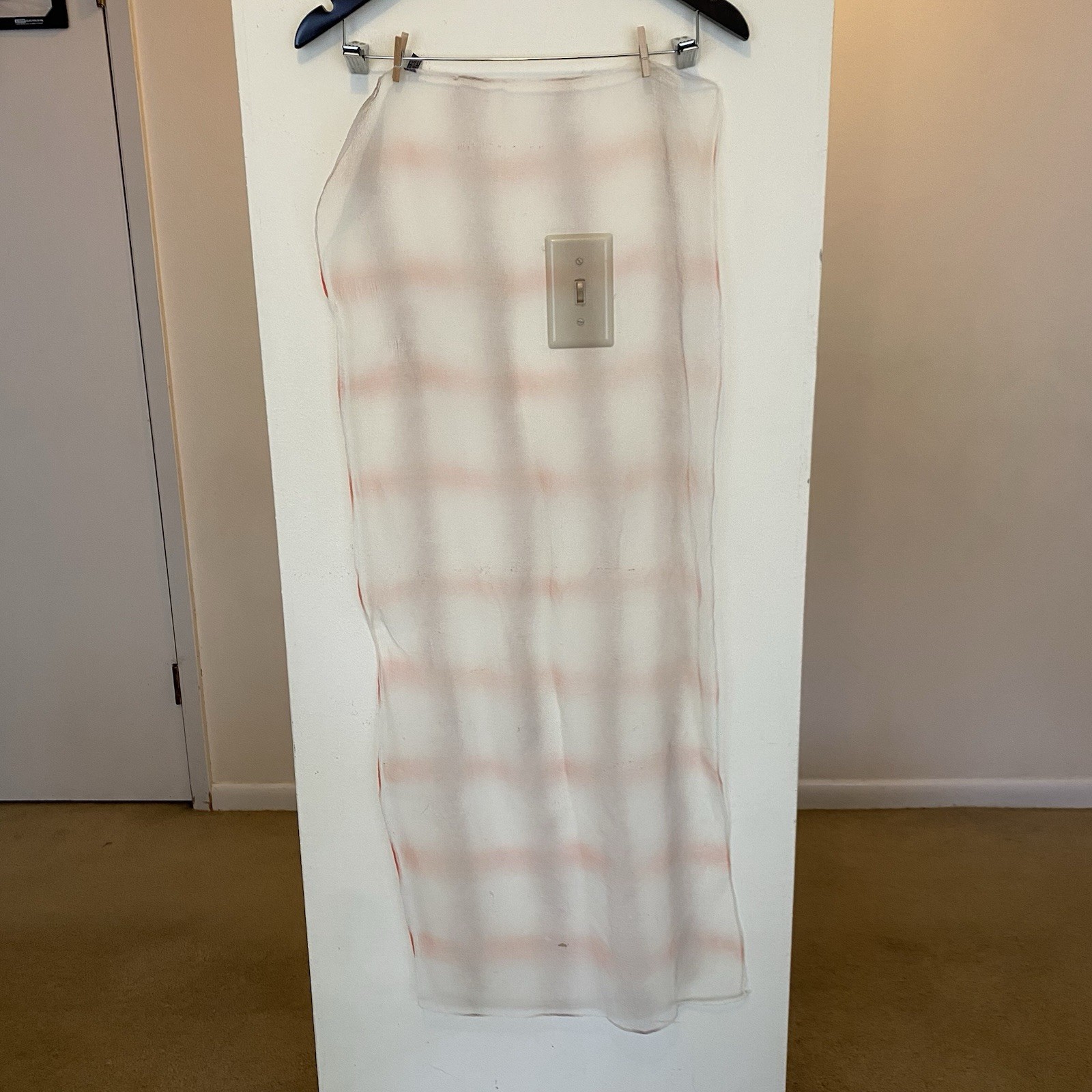 Vintage Orange & White Striped Sheer Womens Scarf Georgette