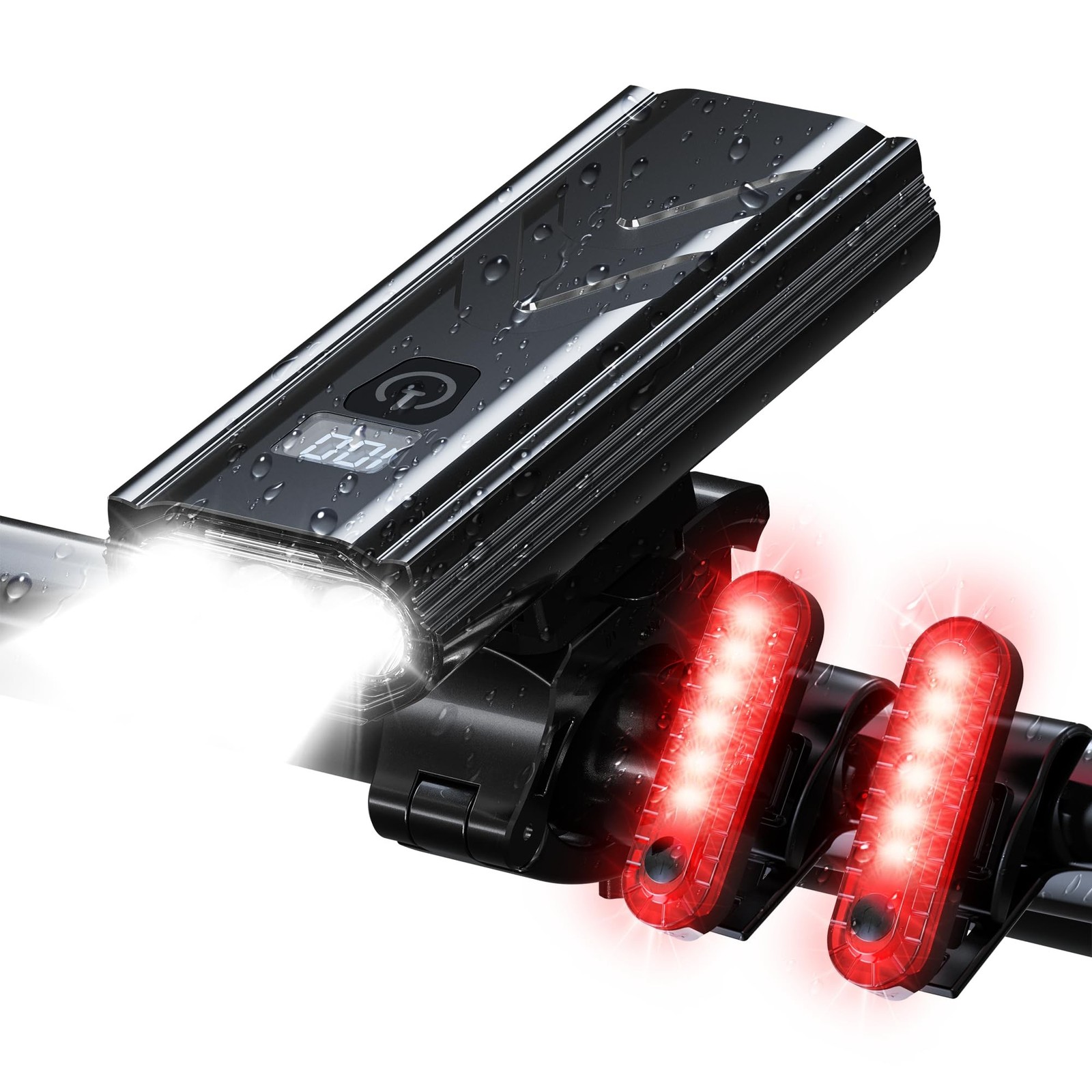 Rechargeable Bike Lights for Night Riding High Lumens with 2 Pack Taillight, ...