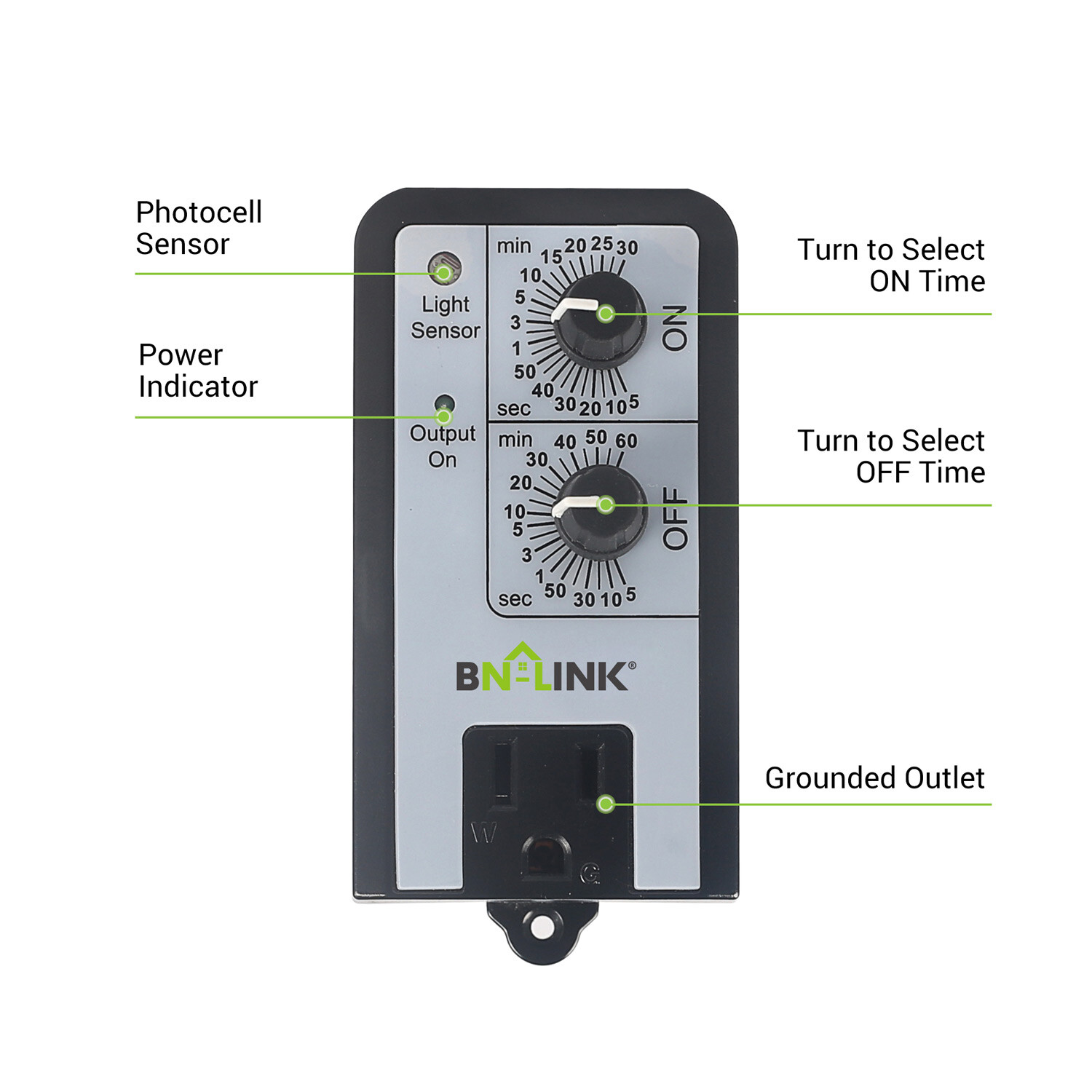 BN-LINK 24-Hour Repeat Cycle Timer Plug-In On/Off Delay Control