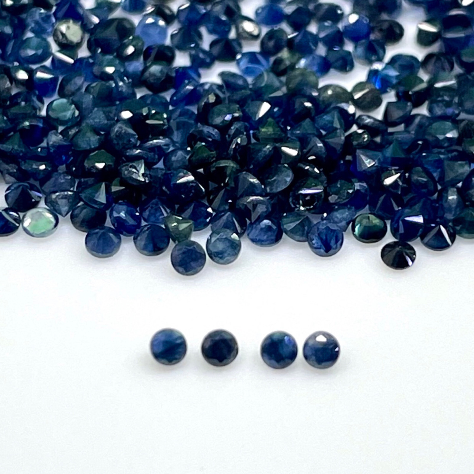 100 Pcs Natural Blue Sapphire 1.6mm Round Cut Calibrated Loose Gemstones Lot