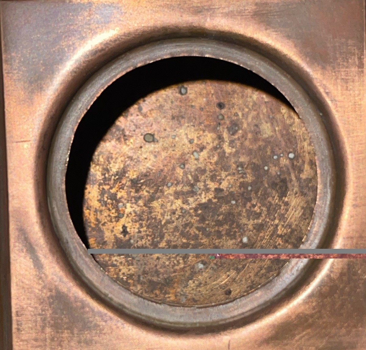 Vintage Pyramid Inkwell - Two-Tone Copper - Gilt Well