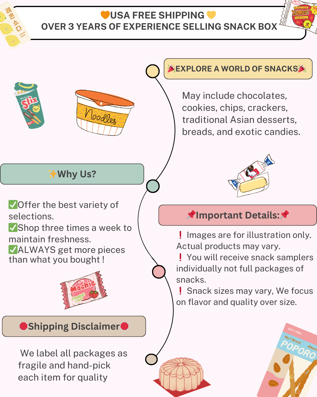 150 Piece Snack Box Asian Japanese Chinese Korean Variety Savory Treats Samples