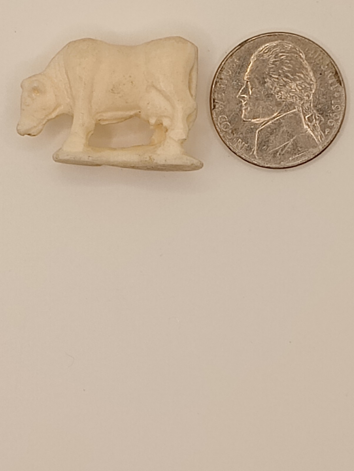 Bovine Bone Hand Carved Cow Figurine Made In USA Collector Item Farm Animal Gift