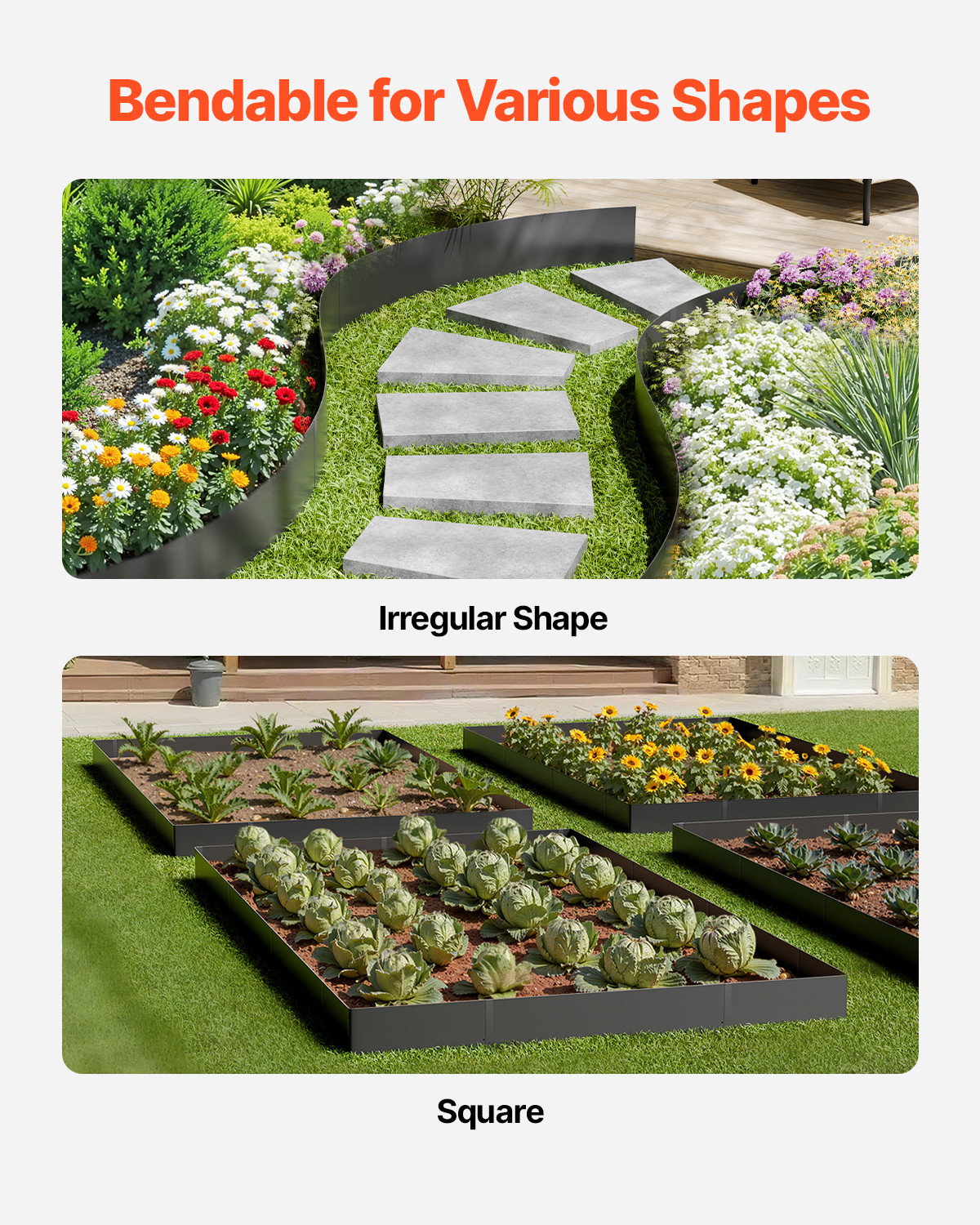 VEVOR Steel Landscape Edging 6 Packs 40 x 8in Rust-Resistant Garden Edging