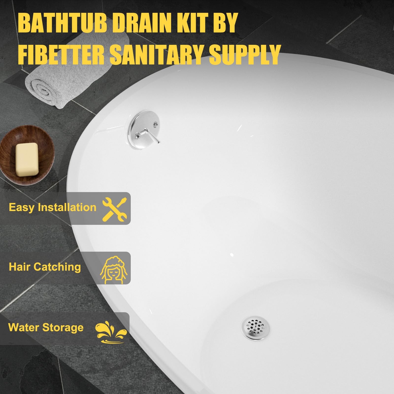 Paikalo Trip Lever Tub Drain Kit, Bathtub Drains Stopper Chrome Kits