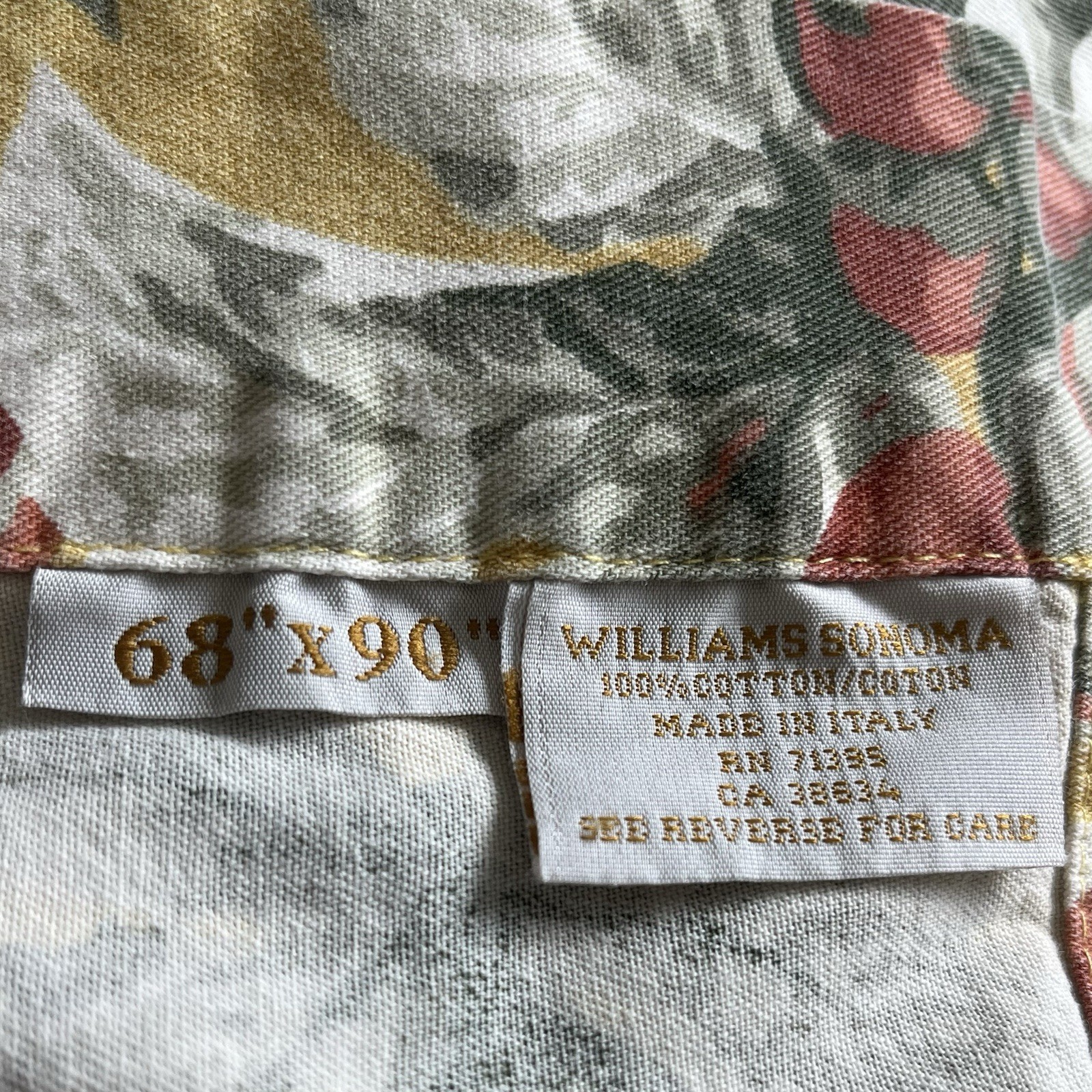 Williams Sonoma Toscane Gold Grapes Tablecloth Italy 68 x 108