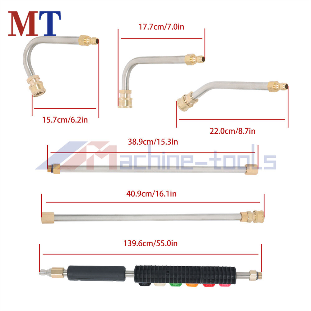 High Pressure Washer Gun Extension Wand Lance Gutter Cleaner Nozzles Kit 4000PSI