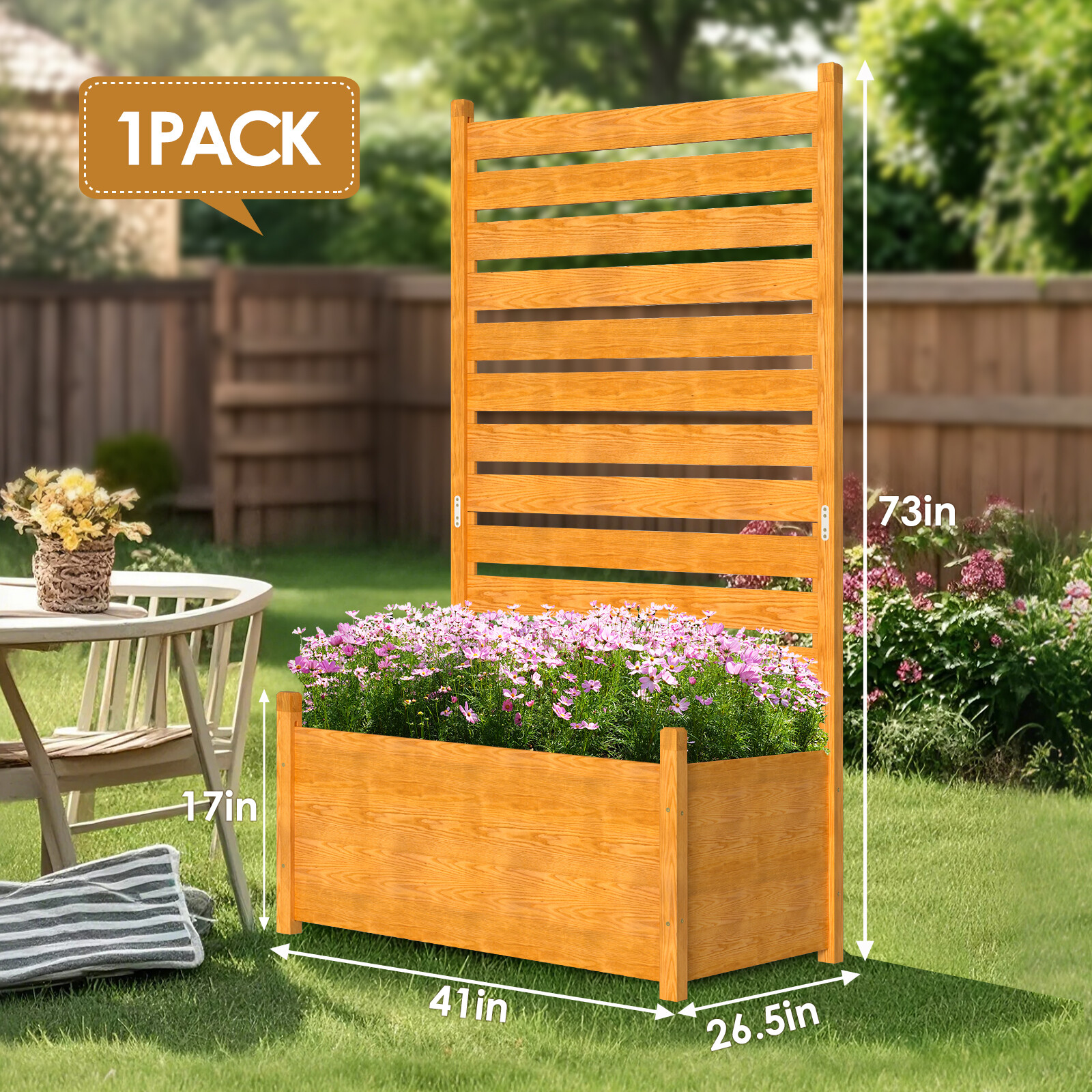 NAIZEA Extra Tall Air Conditioner Fence 41"Wx73"H Trash Can Fence & Planter Box