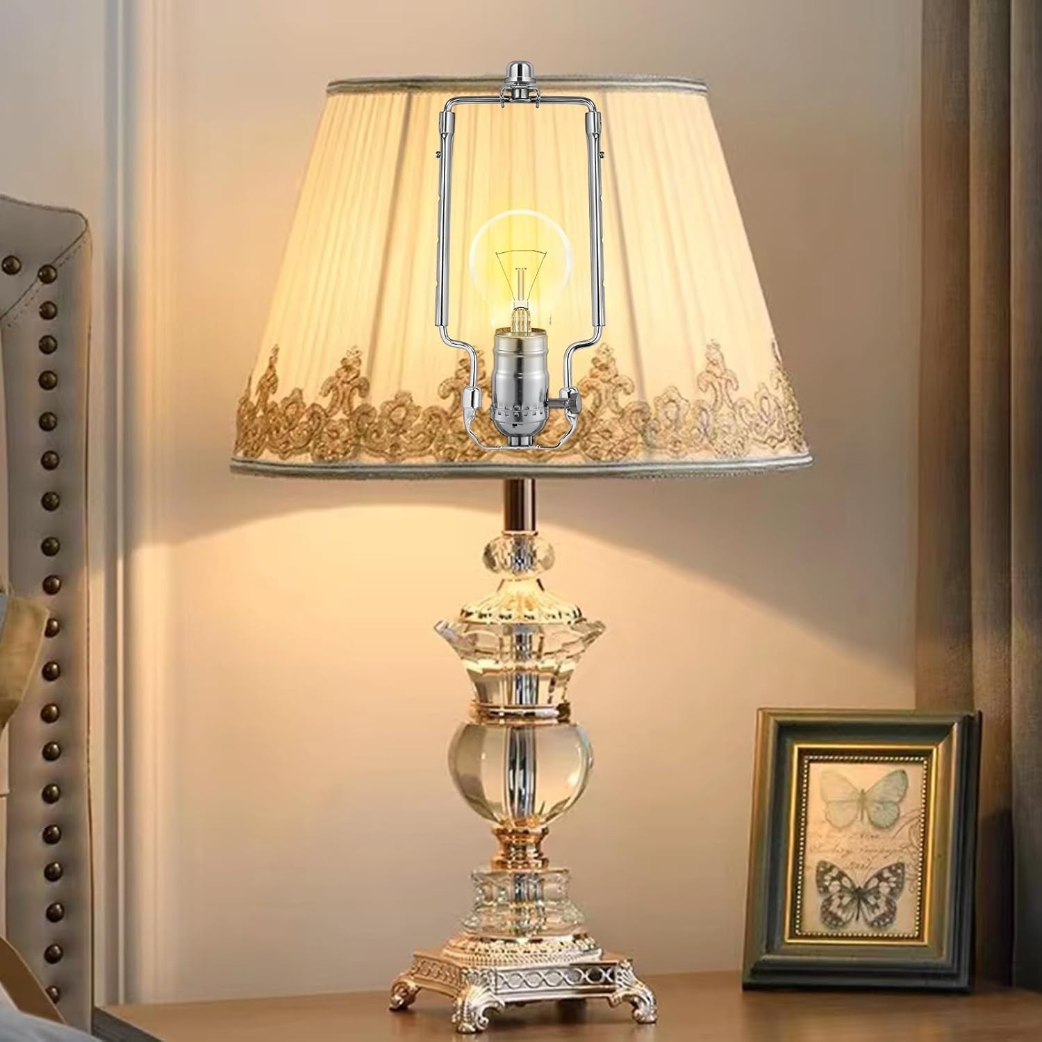 Elegant Adjustable Lamp Shade Harp Holder 7-10 Inches with Silver Finish