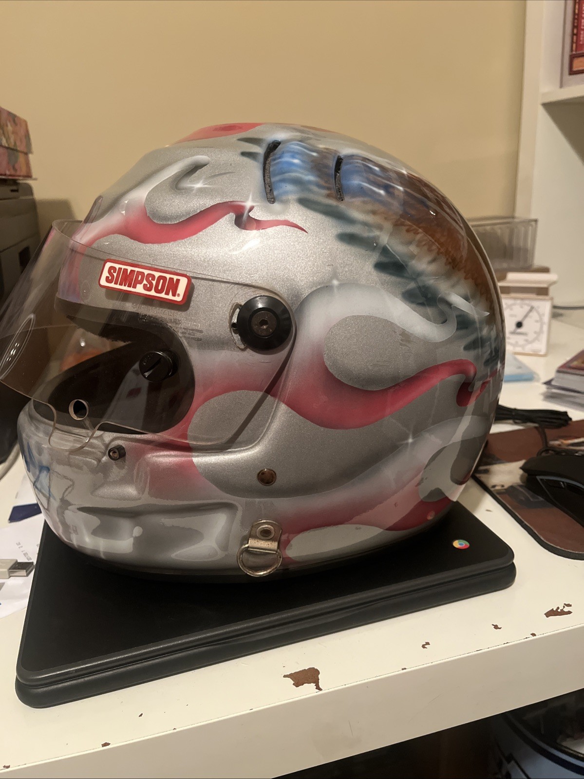 Vintage Simpson Shark Helmet Painted Size 7.5 Used