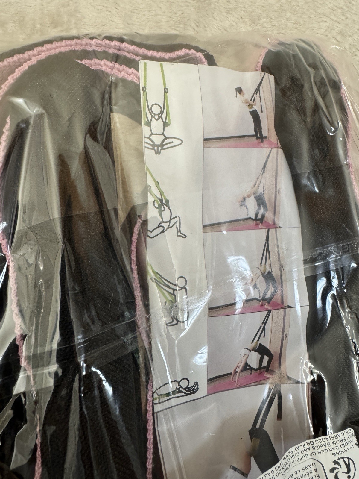 Pink Aerial Yoga Rope - Door-Mounted Stretching Strap