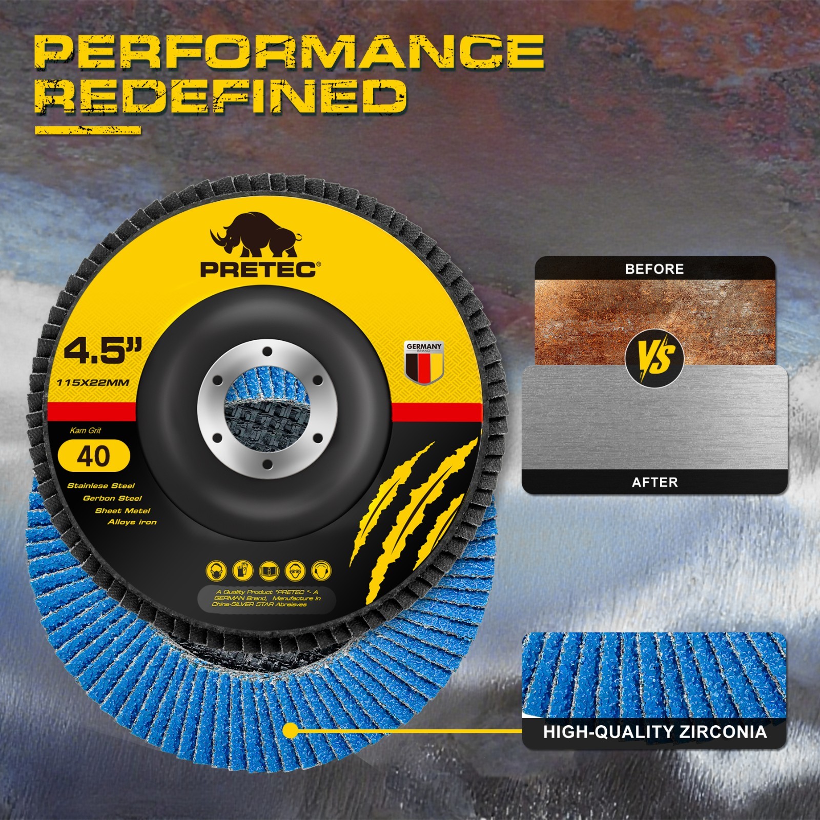 120PACK 4-1/2" Zirconia Flap Disc 4.5 inch Grinding Wheels Angle Grinder 40 Grit