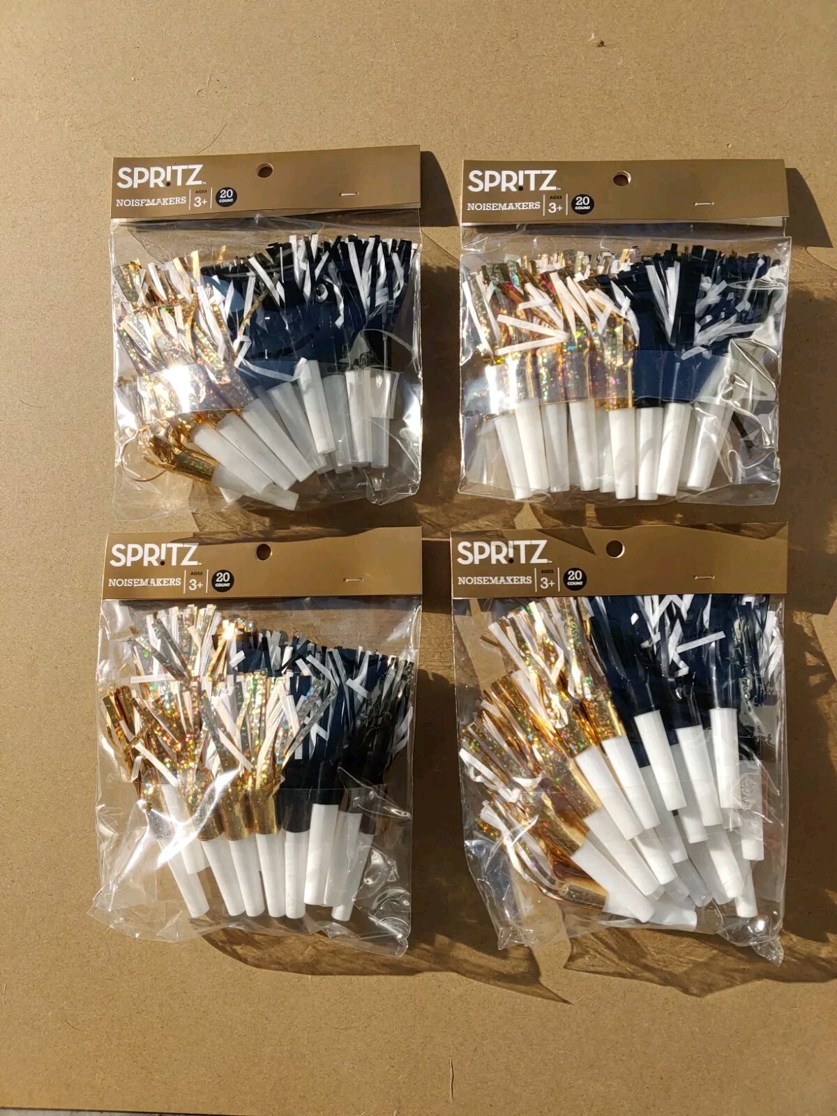 (4) Spritz 20 count Packages Noisemaker Black/ Gold Party Supplies(126)