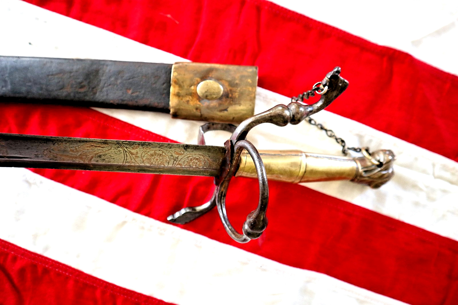 FRENCH INDIAN WAR REVOLUTIONARY WAR, GERMAN DOG HEAD SWORD CIRCA 1730-40