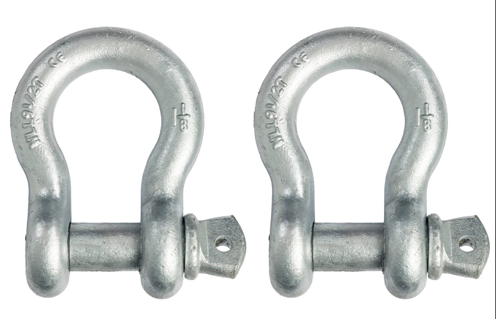 2 pcs 1-1/8" Bow Shackle w Screw Clevis Pin Rigging Towing 9.5 Ton 21000 lb WLL