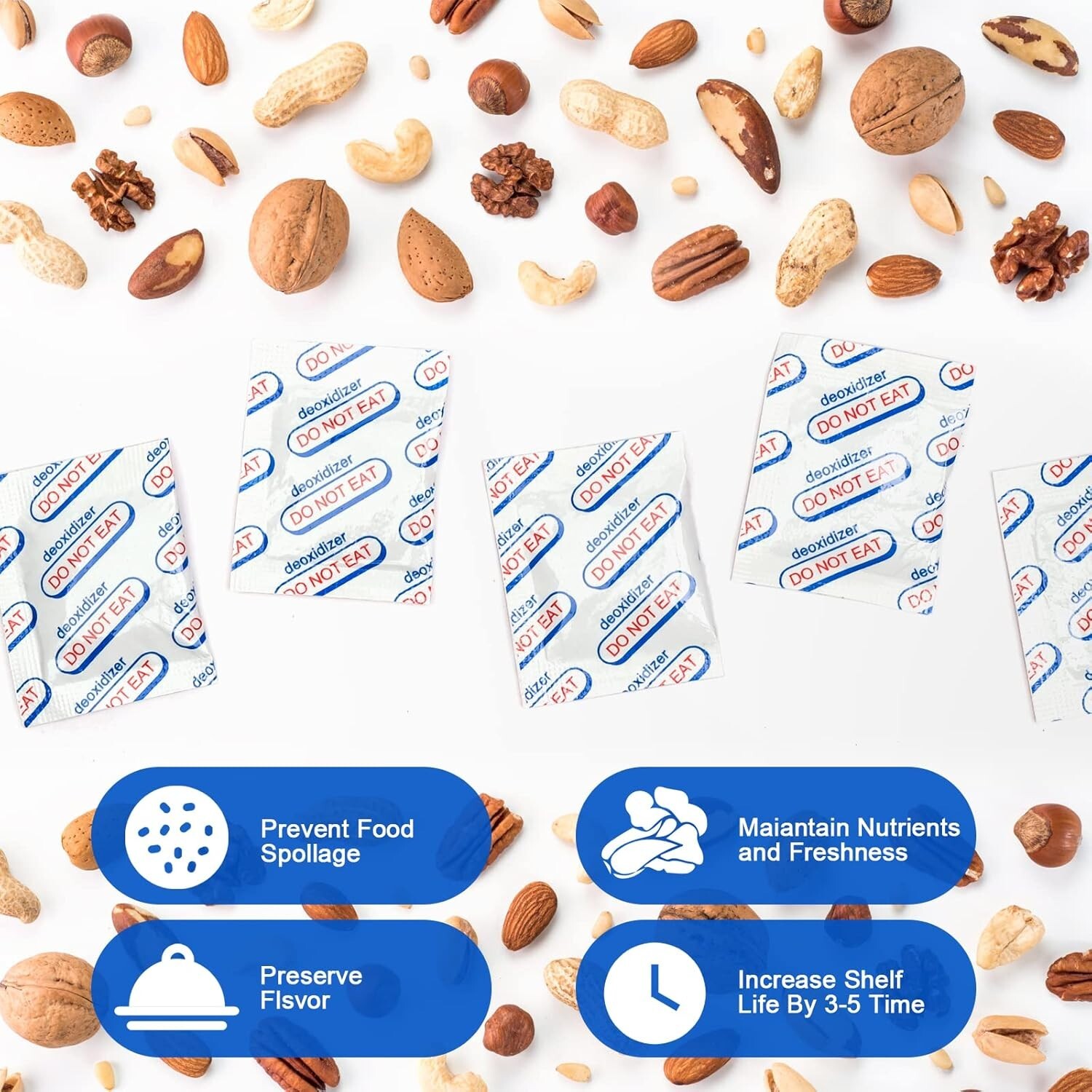 500cc Oxygen Absorbers for Food Storage - 100 Count (20x Packs of 5) - for Long