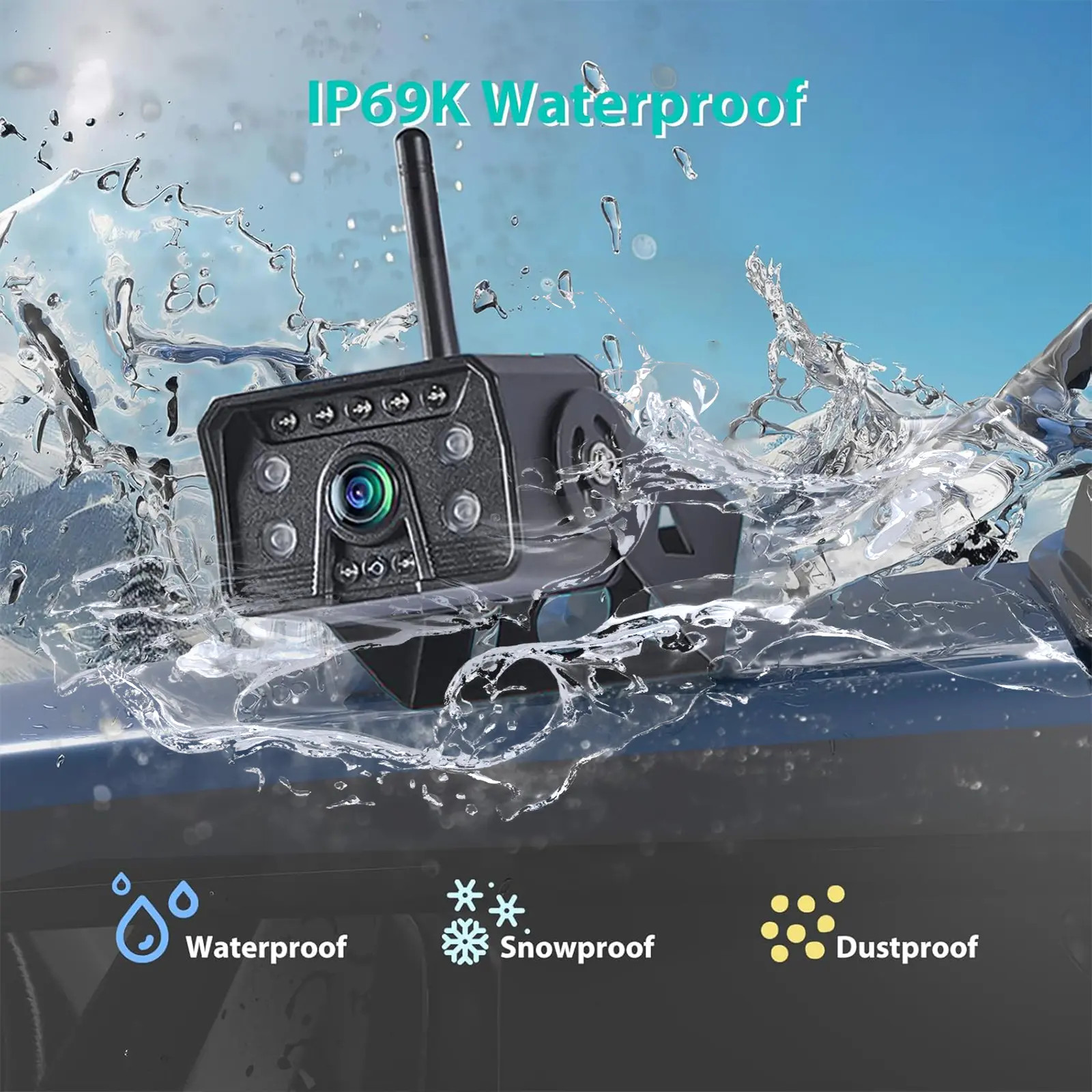 1080P Backup Camera System Wireless 7'' Monitor for RV Trailer Truck Camper Bus