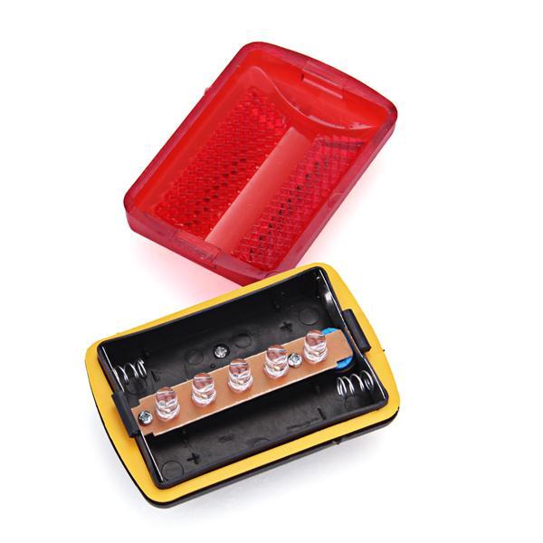 Red Bicycle Bike Rear Tail Light 5-LED Safety Flashing Mount AA Battery Powered