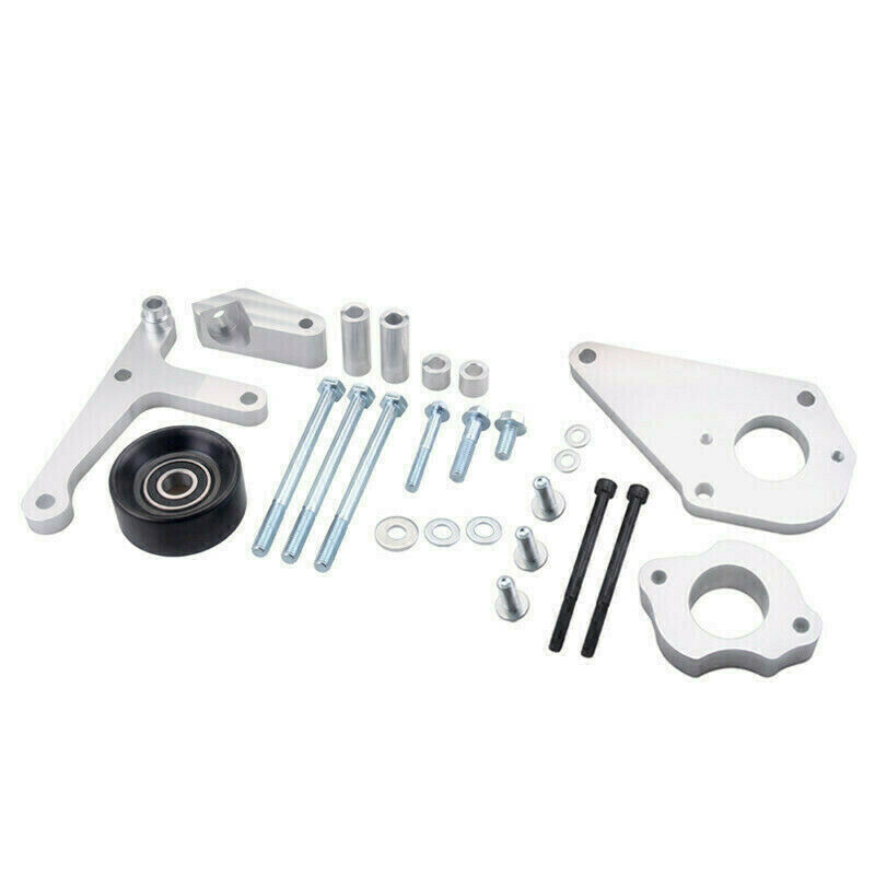 Silver Low Mount Alternator Power Steering Pump Bracket Fit for LS Camaro /Truck