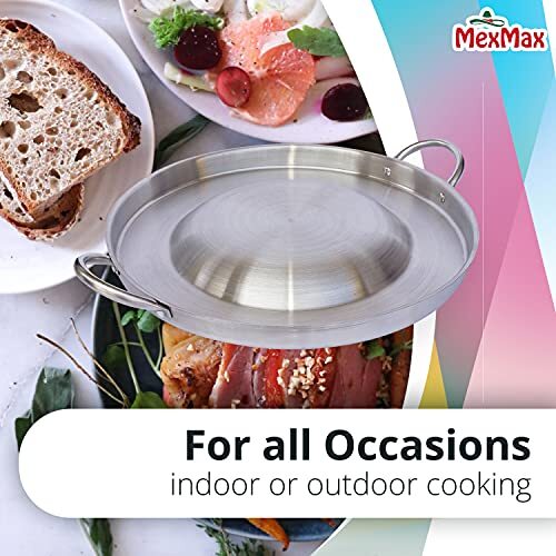 CHAMPS Stainless Steel Convex Comal Bola - Mexican Comal Frying Bowl - Cookin...