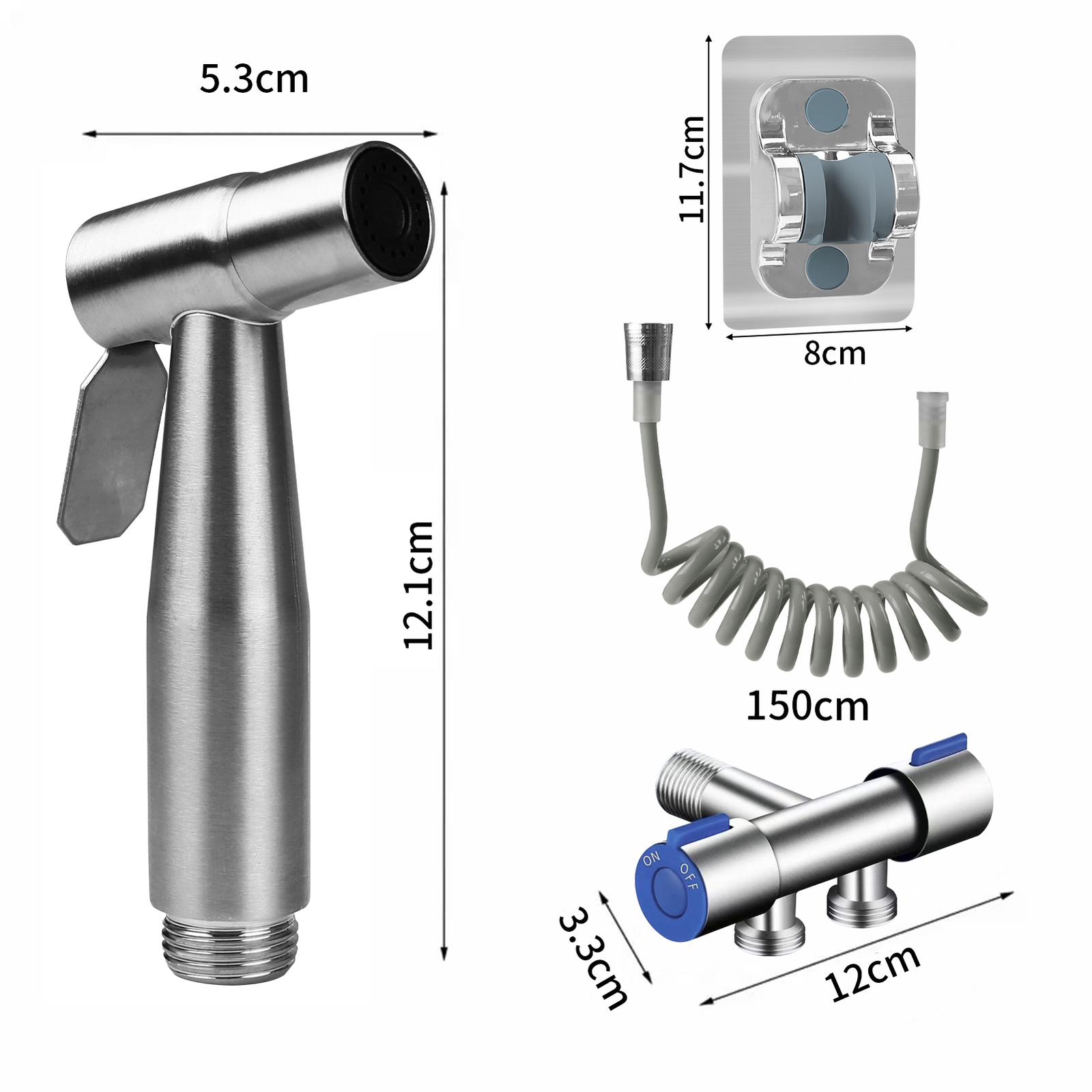Toilet Shattaf Adapter Hose Bidet Spray Stainless Steel Handheld Shower Head US